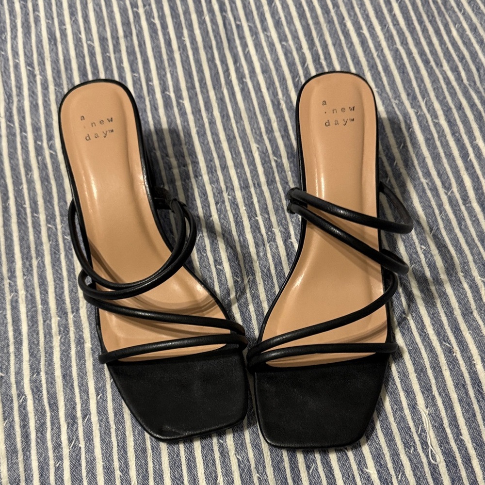 A New Day Black Strappy Heels